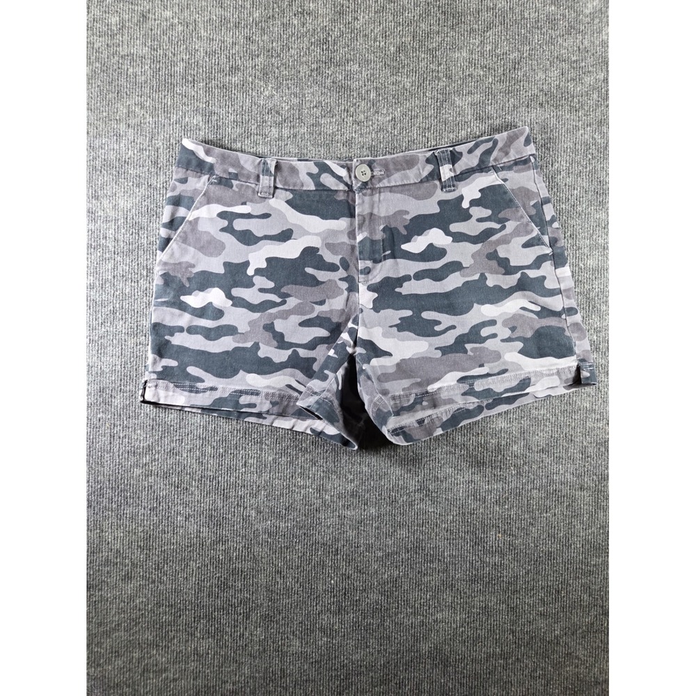 BCG Womens Grey Camouflage Shorts Size 12 Grey Black Camo Utility Casual 2274